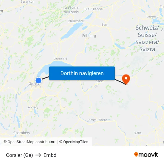 Corsier (Ge) to Embd map
