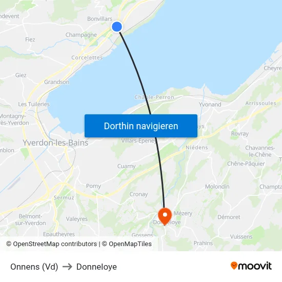 Onnens (Vd) to Donneloye map