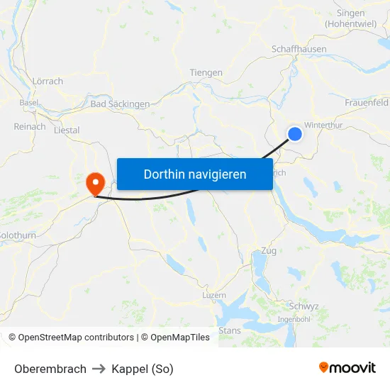 Oberembrach to Kappel (So) map