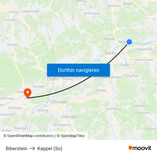 Biberstein to Kappel (So) map