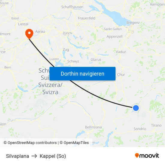 Silvaplana to Kappel (So) map