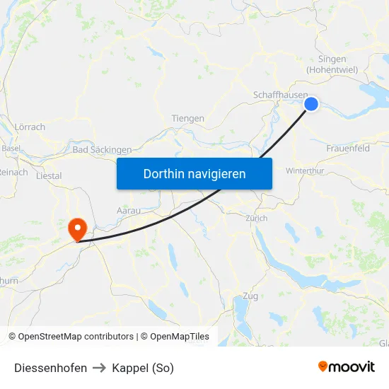 Diessenhofen to Kappel (So) map