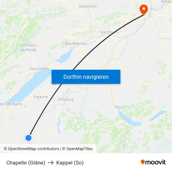 Chapelle (Glâne) to Kappel (So) map