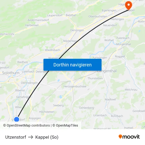 Utzenstorf to Kappel (So) map