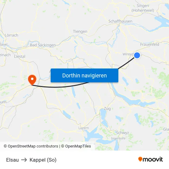 Elsau to Kappel (So) map