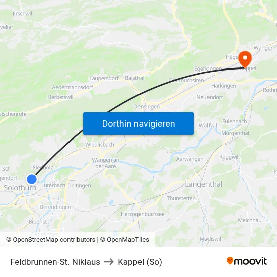 Feldbrunnen-St. Niklaus to Kappel (So) map