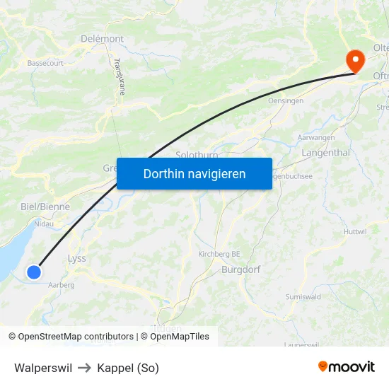 Walperswil to Kappel (So) map