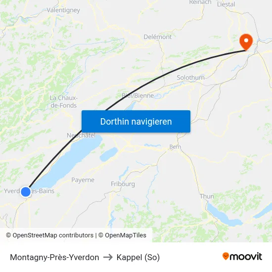 Montagny-Près-Yverdon to Kappel (So) map