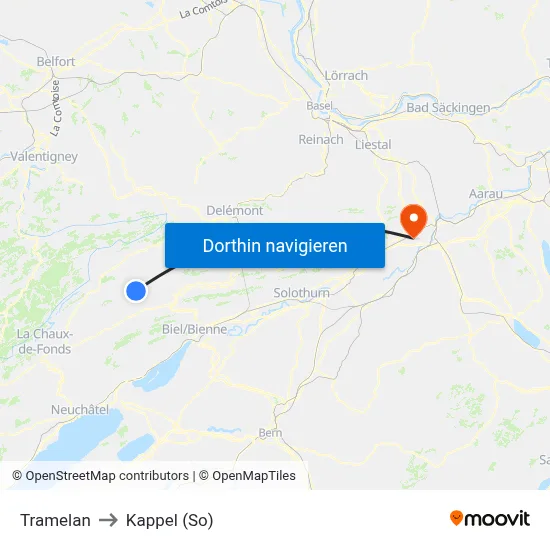 Tramelan to Kappel (So) map