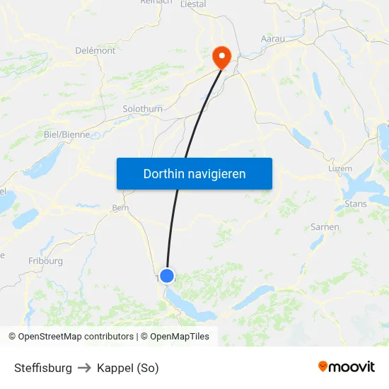 Steffisburg to Kappel (So) map