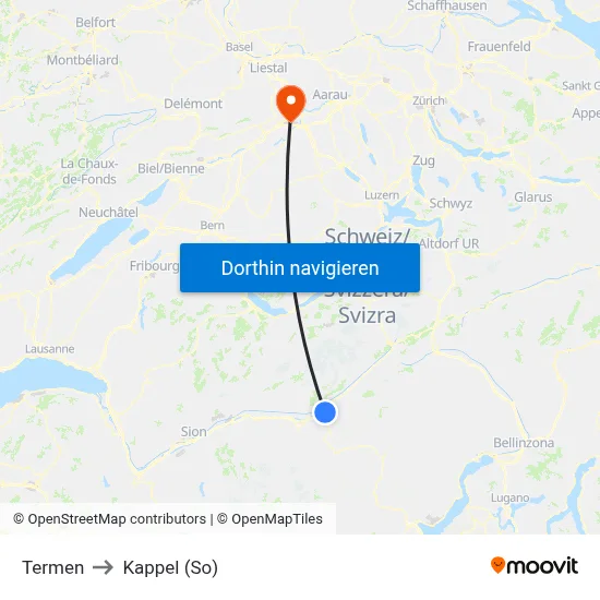 Termen to Kappel (So) map