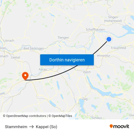 Stammheim to Kappel (So) map
