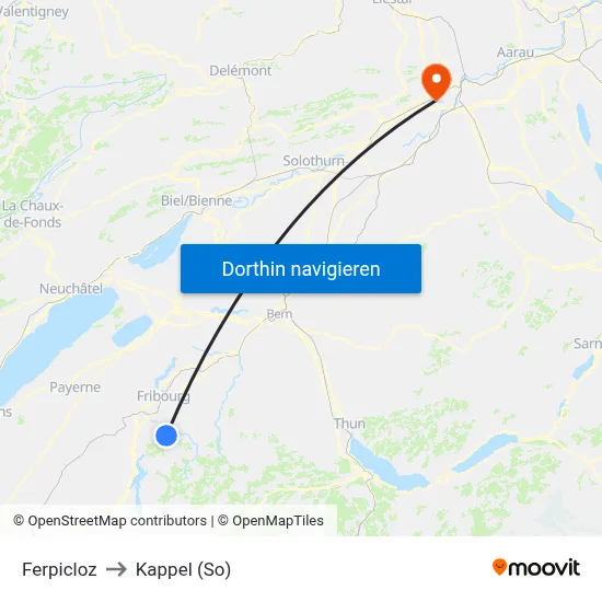 Ferpicloz to Kappel (So) map