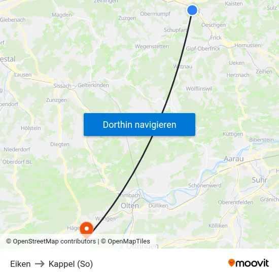 Eiken to Kappel (So) map