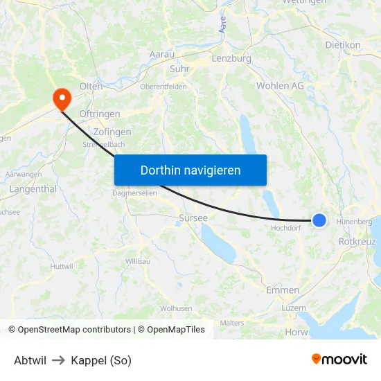 Abtwil to Kappel (So) map
