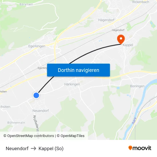 Neuendorf to Kappel (So) map