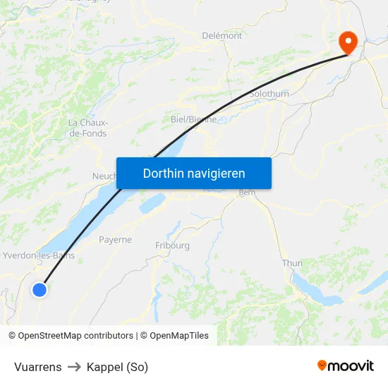 Vuarrens to Kappel (So) map