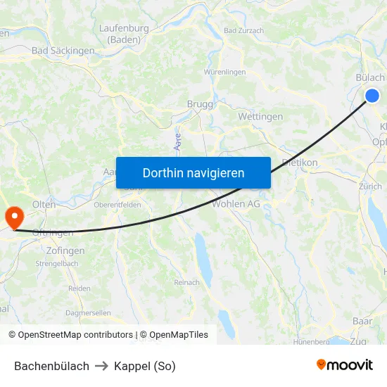 Bachenbülach to Kappel (So) map