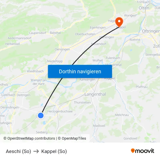 Aeschi (So) to Kappel (So) map