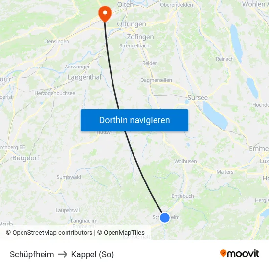 Schüpfheim to Kappel (So) map