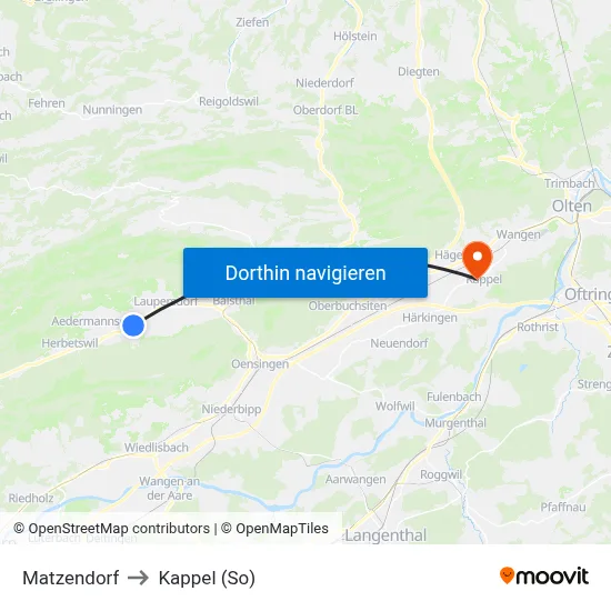 Matzendorf to Kappel (So) map