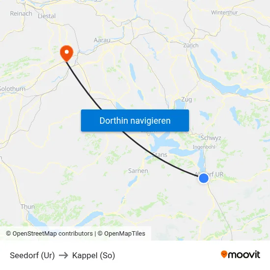 Seedorf (Ur) to Kappel (So) map