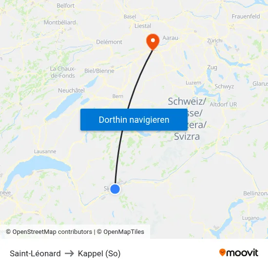 Saint-Léonard to Kappel (So) map
