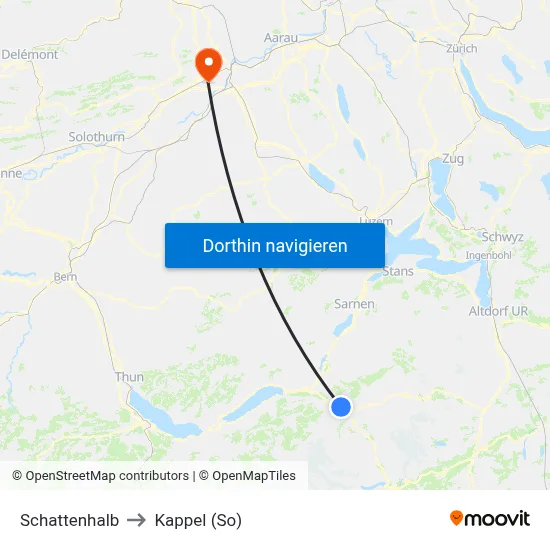 Schattenhalb to Kappel (So) map