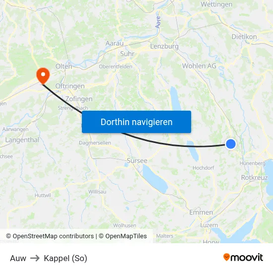 Auw to Kappel (So) map