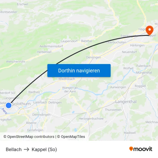 Bellach to Kappel (So) map