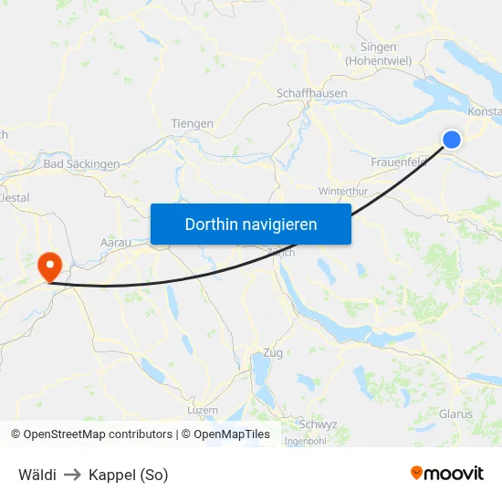 Wäldi to Kappel (So) map