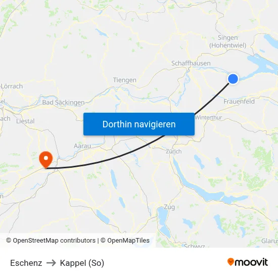 Eschenz to Kappel (So) map