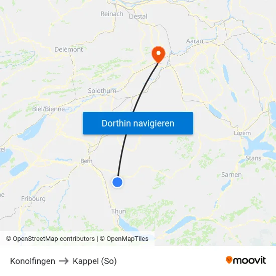 Konolfingen to Kappel (So) map