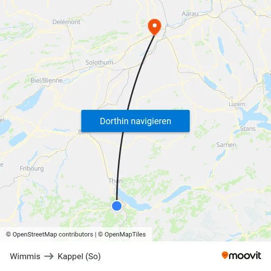 Wimmis to Kappel (So) map