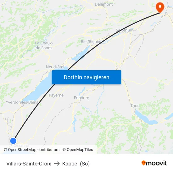 Villars-Sainte-Croix to Kappel (So) map