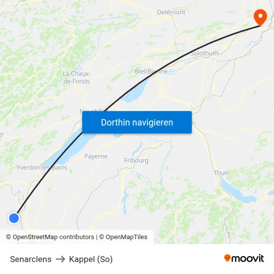 Senarclens to Kappel (So) map