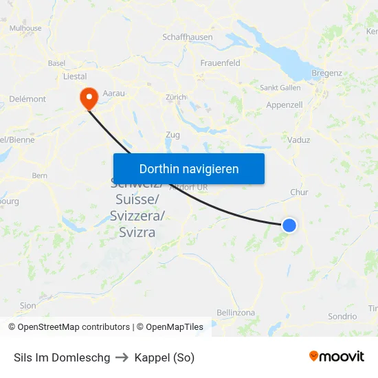 Sils Im Domleschg to Kappel (So) map