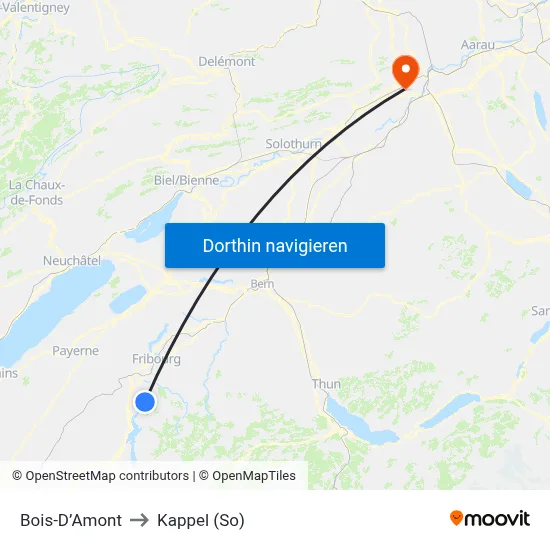 Bois-D’Amont to Kappel (So) map