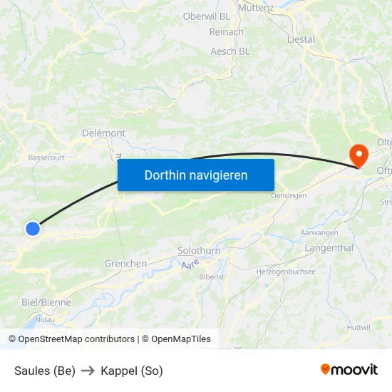 Saules (Be) to Kappel (So) map