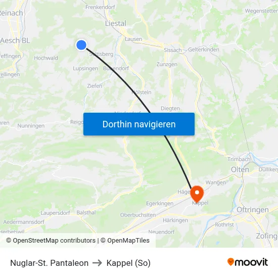 Nuglar-St. Pantaleon to Kappel (So) map