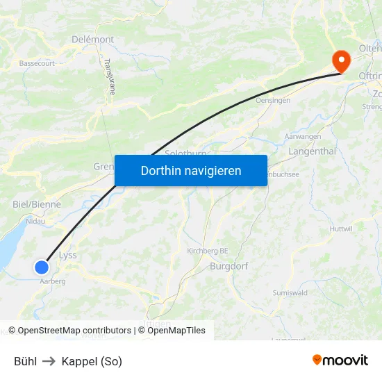 Bühl to Kappel (So) map
