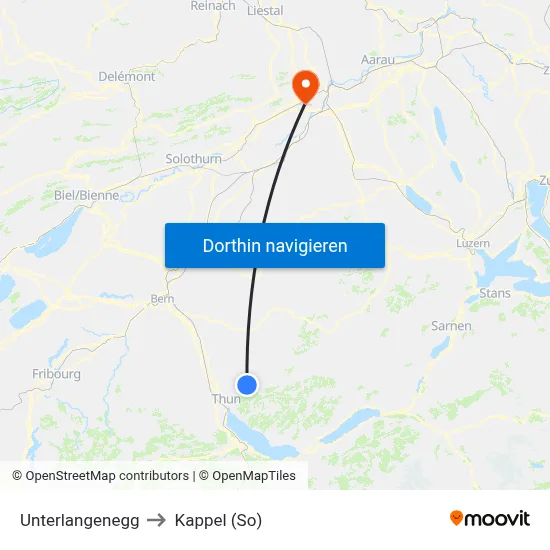 Unterlangenegg to Kappel (So) map