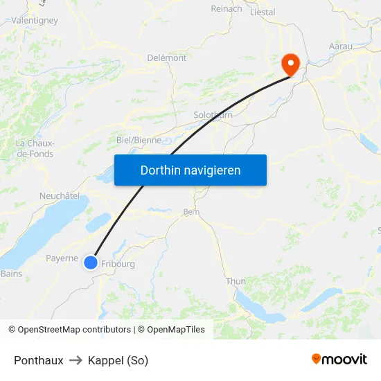 Ponthaux to Kappel (So) map