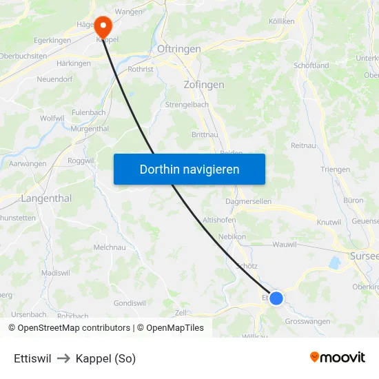 Ettiswil to Kappel (So) map