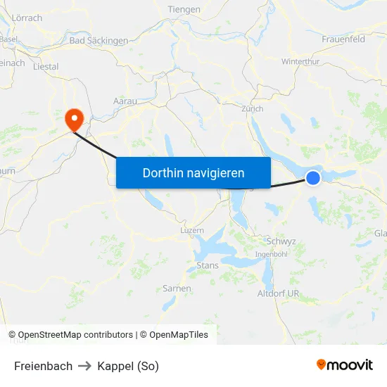 Freienbach to Kappel (So) map