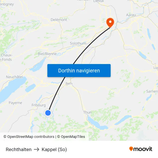Rechthalten to Kappel (So) map