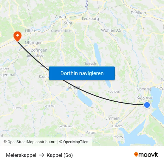Meierskappel to Kappel (So) map