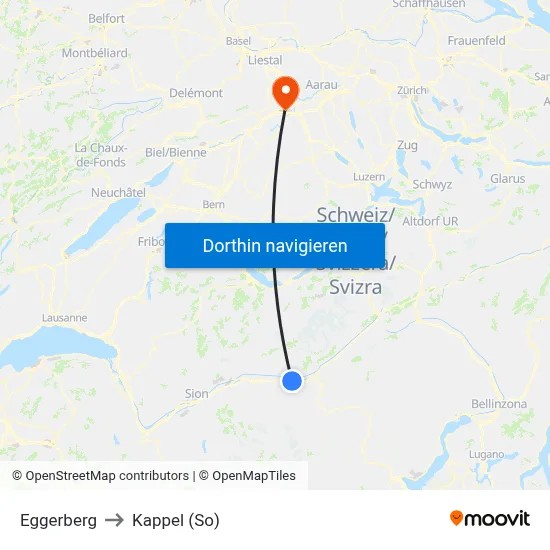 Eggerberg to Kappel (So) map