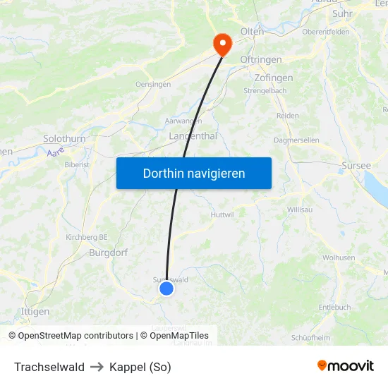 Trachselwald to Kappel (So) map