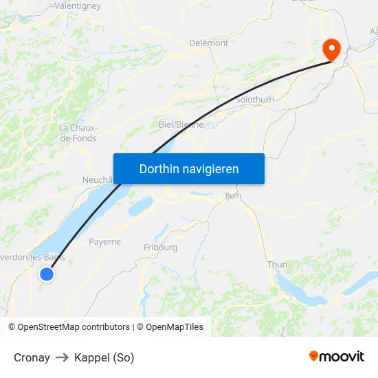 Cronay to Kappel (So) map
